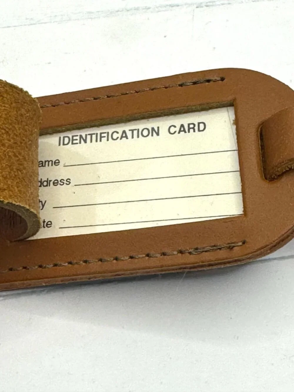 Brown Genuine Leather Luggage Tag With Gold Buckle & ID Card Slot For Travel